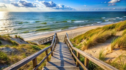 Fototapeta premium stairway leading to sea on the Curonian Spit macro close-up