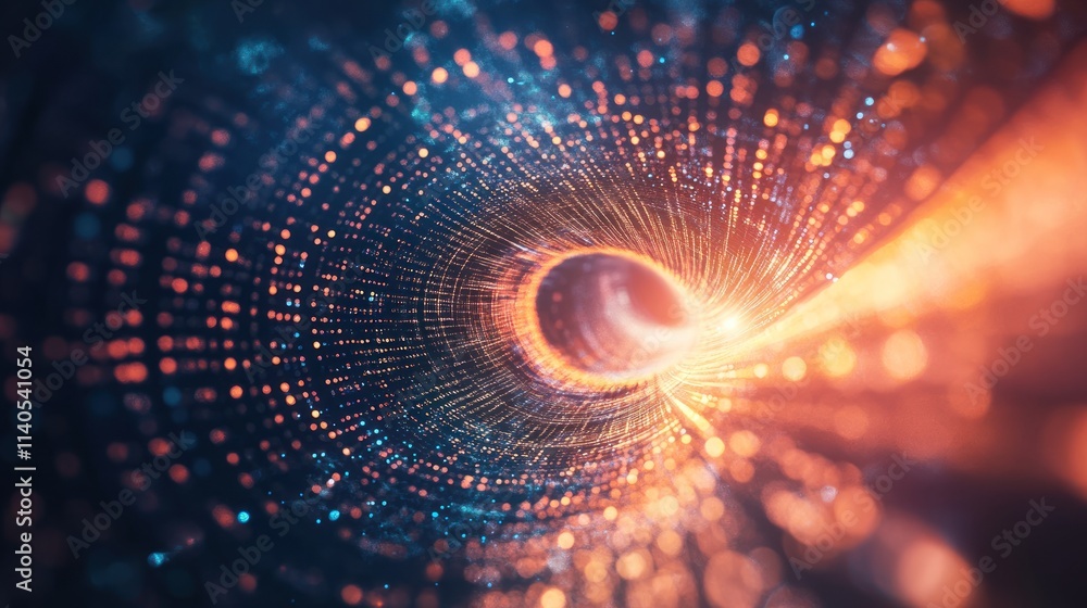 Aufkleber abstract visual of a swirling vortex with glowing particles, representing energy and movement.