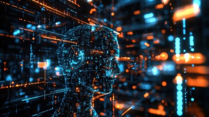 Fototapeta premium 3D rendering highlighting artificial intelligence and deep data mining techniques.