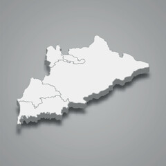 3d isometric map of Tirana is a region of Albania