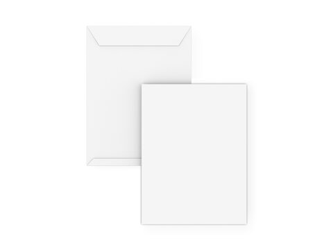 9x12 Envelope mockup. Empty blank paper C4 size envelope mock up on isolated white background. 3d illustration