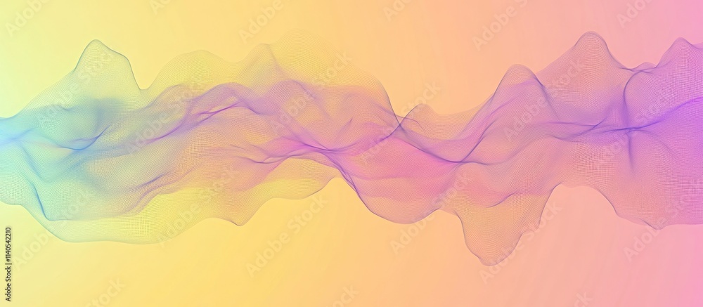 Poster abstract wavy lines in pastel colors, creating a smooth, flowing visual effect.