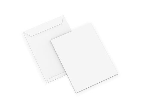 9x12 Envelope mockup. Empty blank paper C4 size envelope mock up on isolated white background. 3d illustration