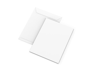 9x12 Envelope mockup. Empty blank paper C4 size envelope mock up on isolated white background. 3d illustration