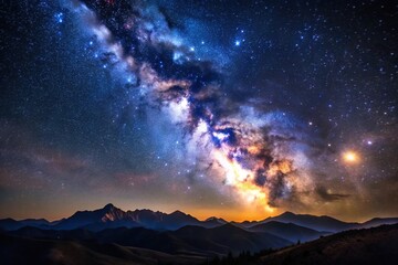 Fototapeta premium Starry night sky over tranquil landscape