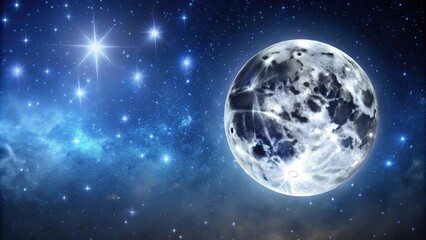 Obraz premium Starry night sky with a full moon shining in the background
