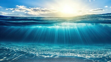 Clear blue waters illuminated by summer sunlight.