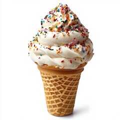 Delicious ice cream cone topped with colorful sprinkles ready to be enjoyed on a warm day