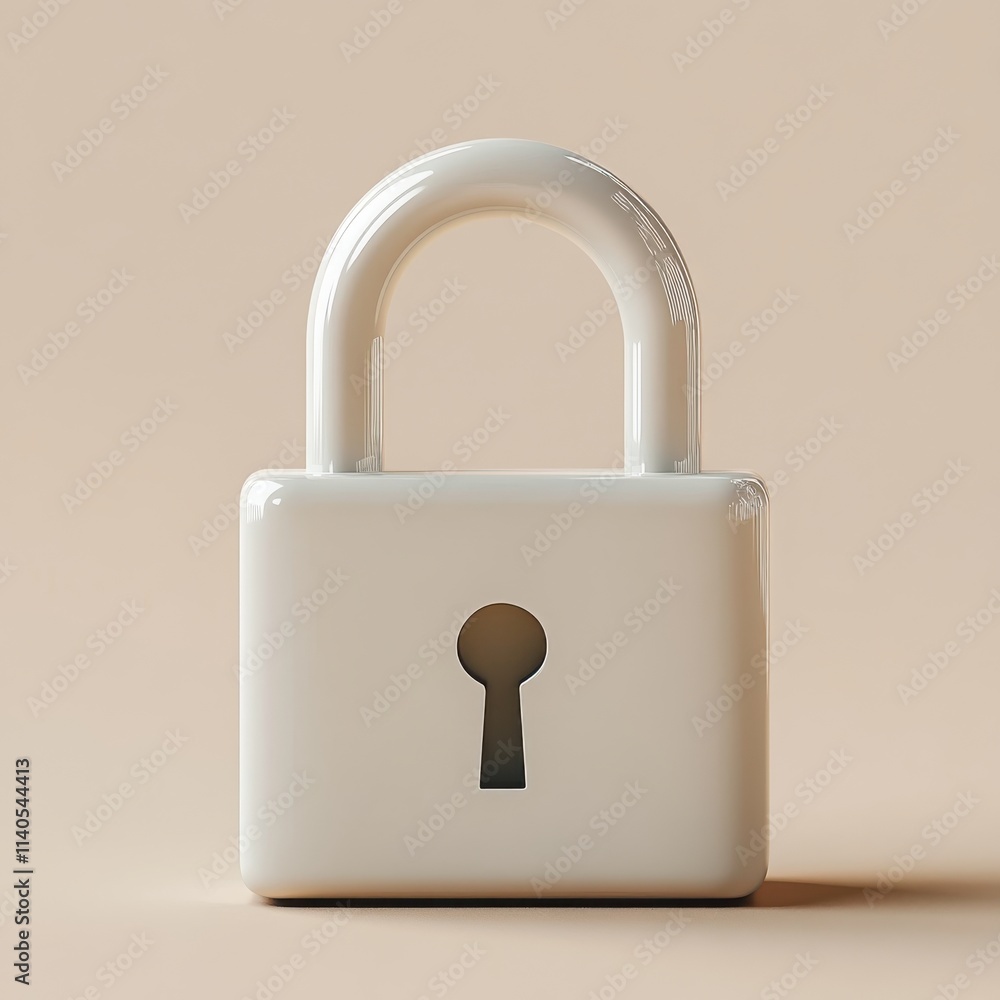 Poster a shiny white padlock with a keyhole, symbolizing security and protection against unauthorized acces