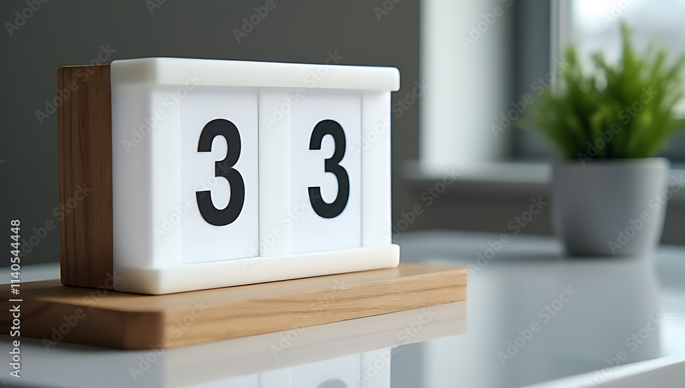 Poster Countdown to new business goals with modern design elements like a numbered lightbox on a minimalist office desk setup._00001_