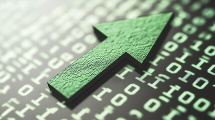 Green Arrow on Binary Digital Background