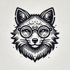 Fototapeta premium Stylized fox illustration wearing glasses.