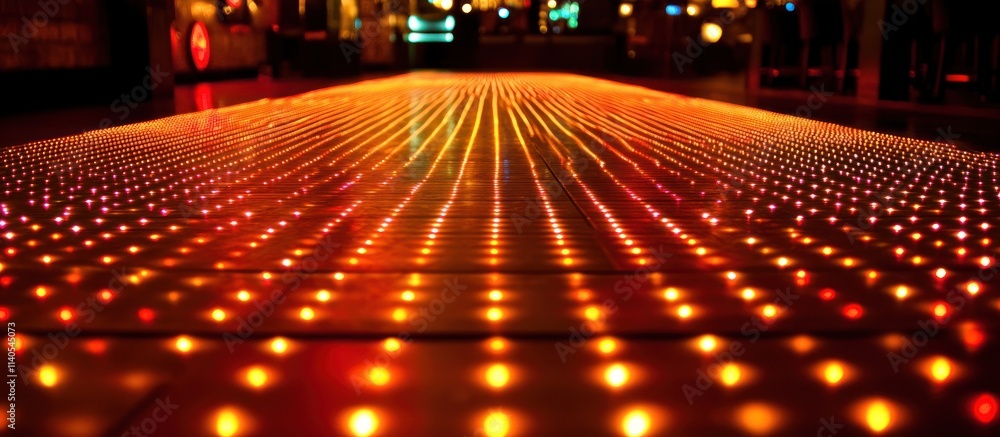 Poster a vibrant display of lights on a floor, creating a dynamic atmosphere.