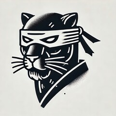Fototapeta premium Stylized black panther in ninja attire.