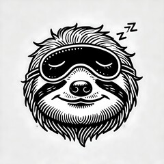 Obraz premium Cartoon sloth wearing a sleep mask, looking relaxed.