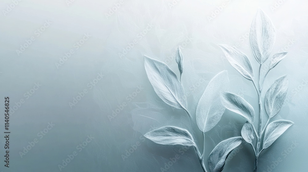 Poster a soft, abstract background featuring delicate leaves, creating a serene and calming atmosphere.