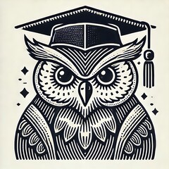 Fototapeta premium Owl wearing a graduation cap, symbolizing wisdom.