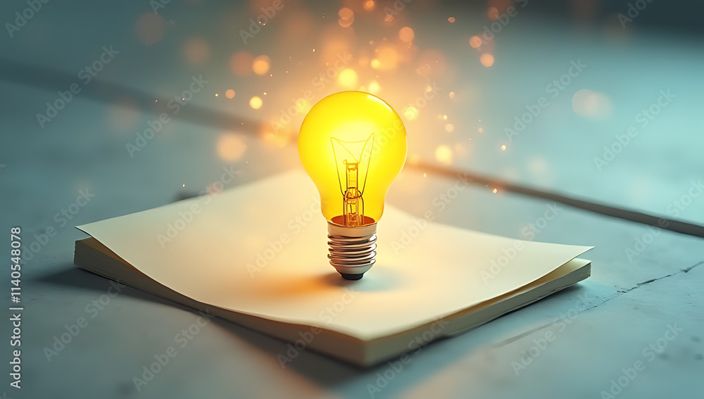 Poster bright ideas and creative concepts emerge from brainstorming sessions with a simple lightbulb symbol