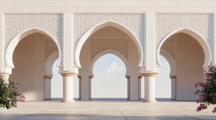 Fototapeta premium Elegant Arched Architecture With Intricate Patterns And Soft Lighting