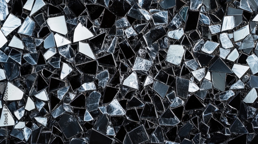 Poster black and white mosaic tile background with angular shapes and texture