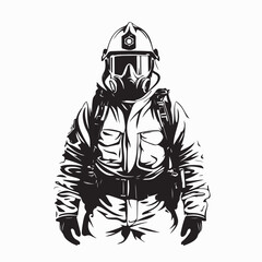 Fireman Vector Emergency Safety Illustration Firefighter Fire Helmet Protection image vector