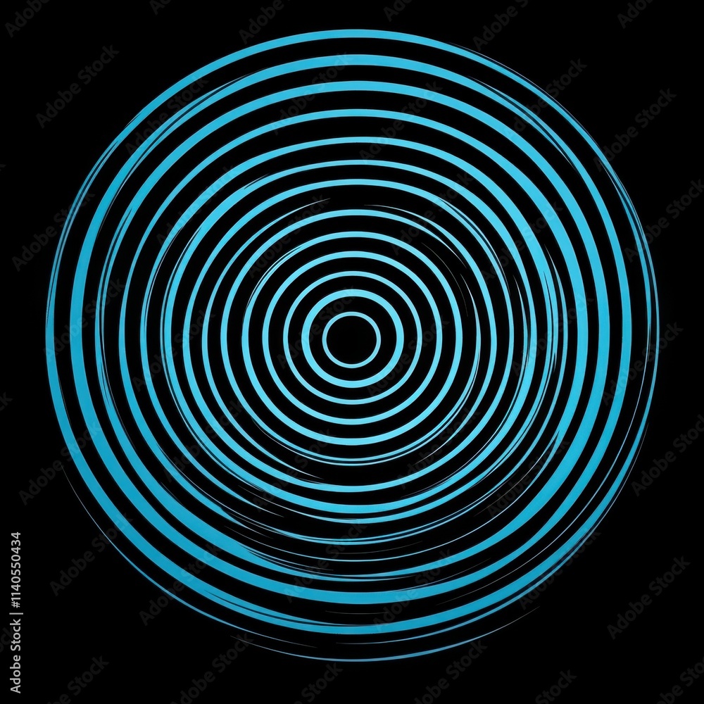 Aufkleber abstract blue spiral pattern on a black background, creating a sense of depth and motion.