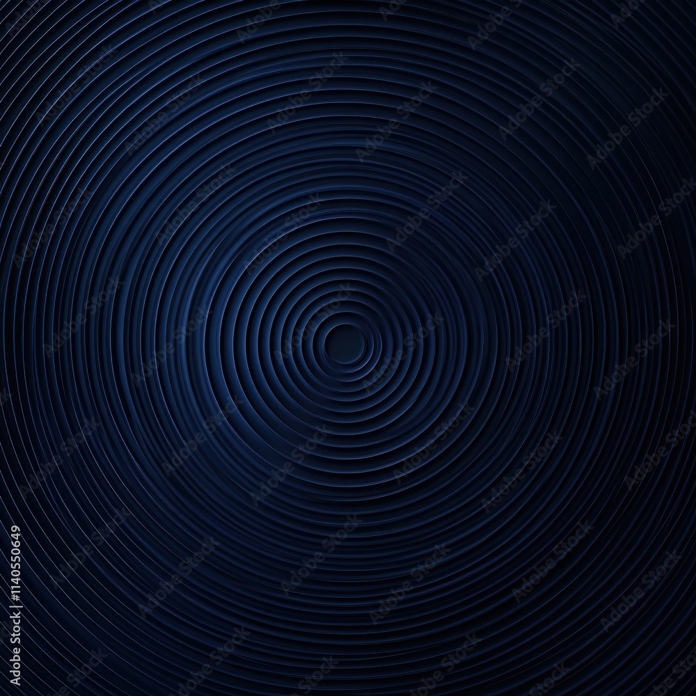 Poster abstract dark blue concentric circles creating a sense of depth and movement.