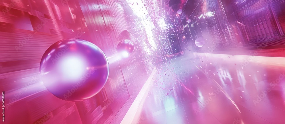 Poster abstract representation of energy and motion with vibrant colors and dynamic shapes.