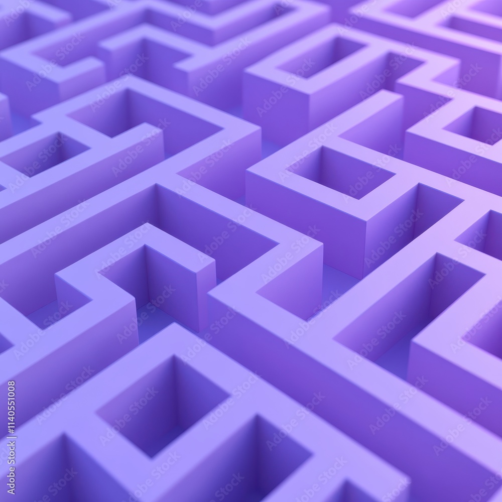 Poster abstract purple maze with a smooth, modern design, creating an intriguing visual challenge.
