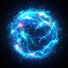 A mesmerizing blue energy sphere pulsating with light against a dark backdrop.