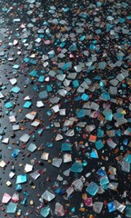 Obraz premium crushed glass floor with tiny pieces scattered everywhere, glass shards, smooth floor