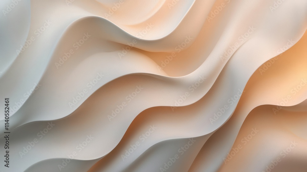 Poster a soft, flowing abstract design with gentle waves in warm and cool tones.