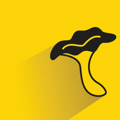 mushroom with shadow on yellow background
