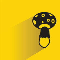 mushroom with shadow on yellow background