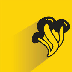 mushroom with shadow on yellow background