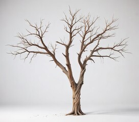 dead tree branch isolated on white background, outdoor, branch