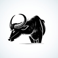 Elk vector silhouette with black and background 