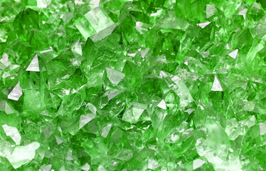 Cluster of emerald green quartz crystals