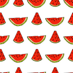 Seamless pattern with stylish watermelon on white background.eps