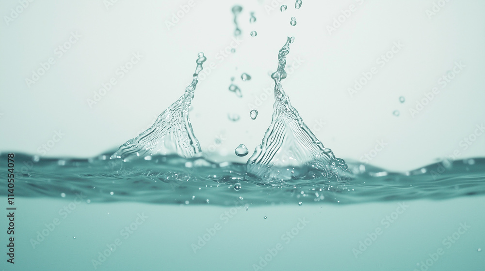 Poster water drop splash: a captivating image of a water drop hitting the surface of a calm pool, creating 