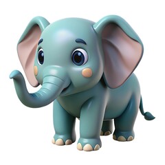 3D-Style Beautiful Elephant Clipart – Realistic Wildlife Illustration on White Background