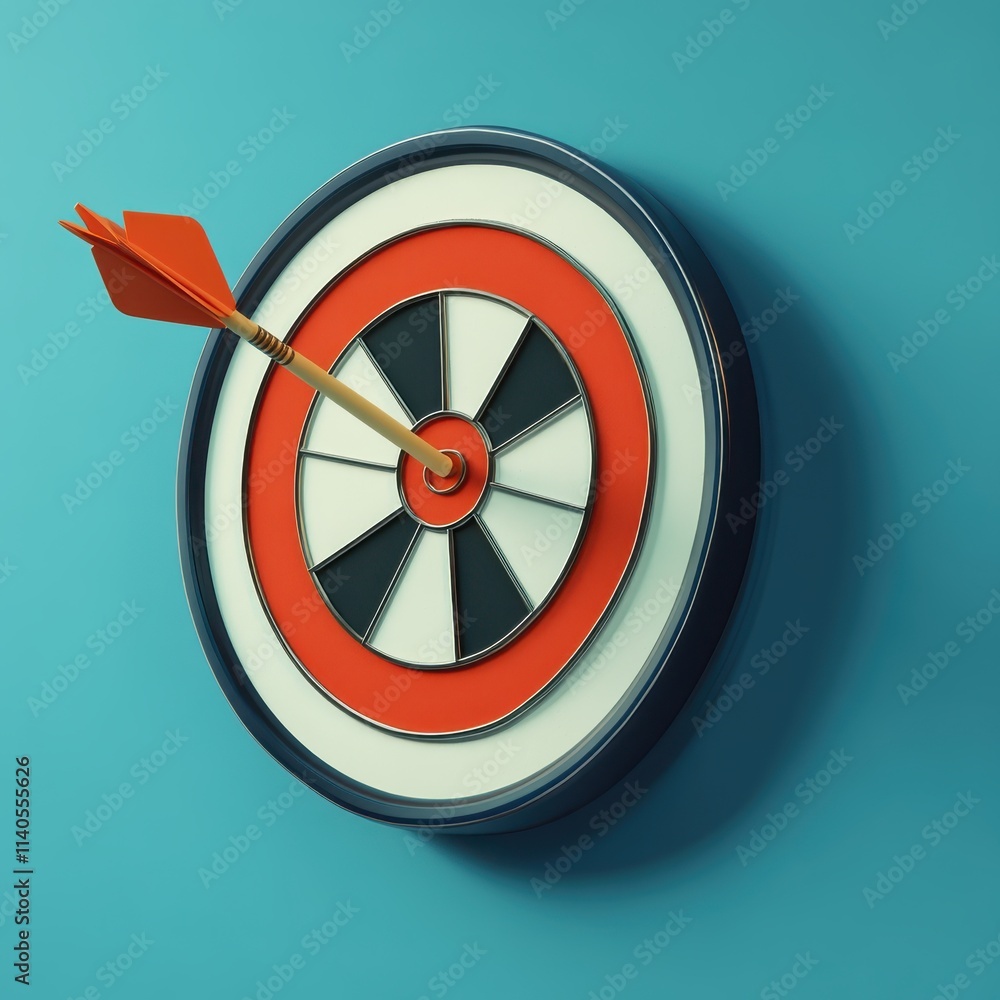 Poster a dartboard with a red and black target and an arrow hitting the center, symbolizing focus and achie
