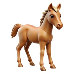 3D-Style Beautiful Horse Foal Clipart – Realistic Animal Illustration on White Background