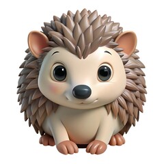 3D-Style Beautiful Hedgehog Clipart – Realistic Animal Illustration on White Background