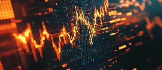 Naklejka premium Abstract Stock Market Data Visualization: Orange and Black Digital Chart