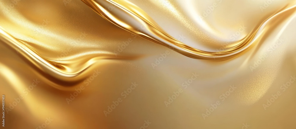 Poster golden abstract waves: luxurious texture and smooth flowing design