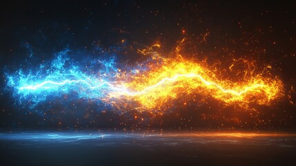 Dynamic Clash of Fire and Electricity: A Visual Fusion of Energy and Power