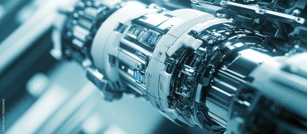 Poster close-up of complex machinery's intricate internal components and mechanisms.