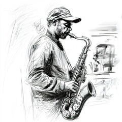 Man playing a saxophone