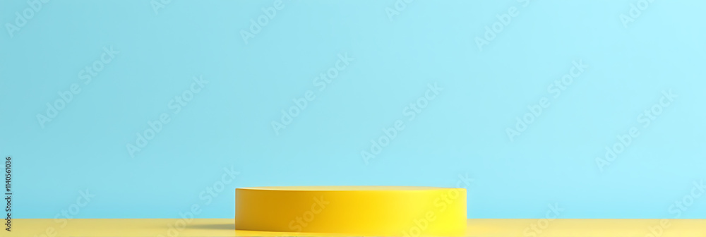 Poster A minimalist composition includes a yellow podium on a clear blue sky background, ideal for various design project applications._00003_